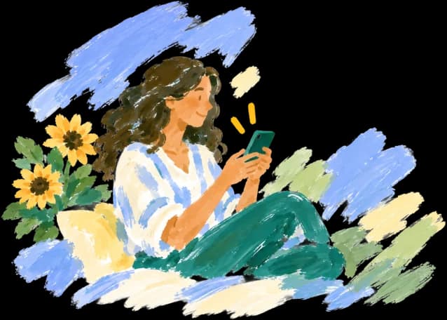 Illustration of a woman filling in the intake on her phone