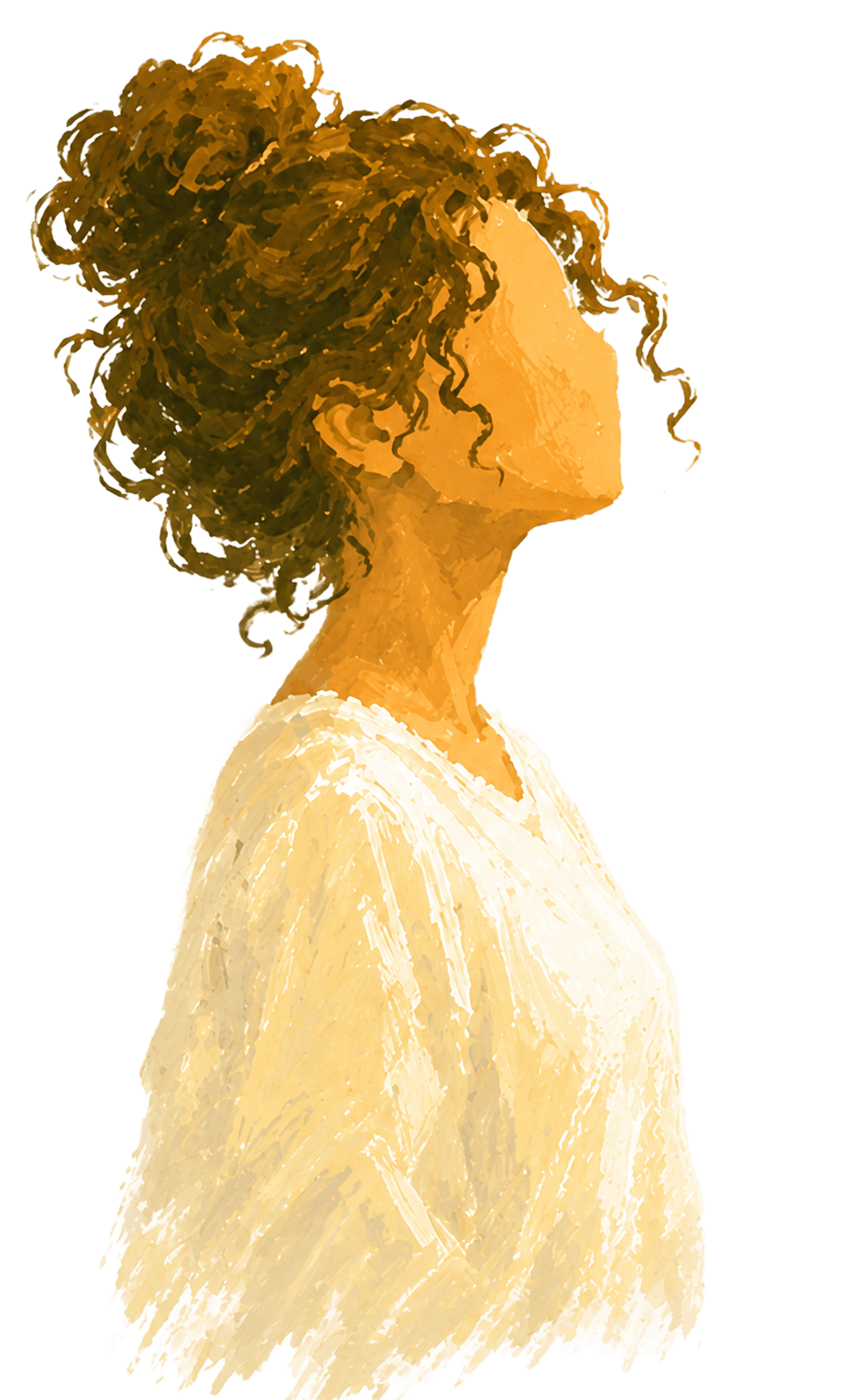 Watercolor illustration of a woman looking hopefully toward the horizon